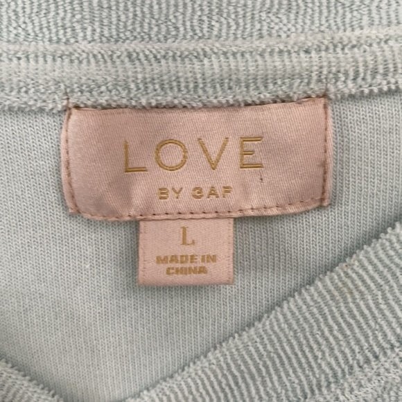 Gap Love by Gap Terry Long Sleeve Cropped Top Mint Green Long Sleeve Crew Neck - Picture 2 of 12